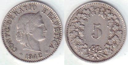 1942 Switzerland 5 Rappen A005771